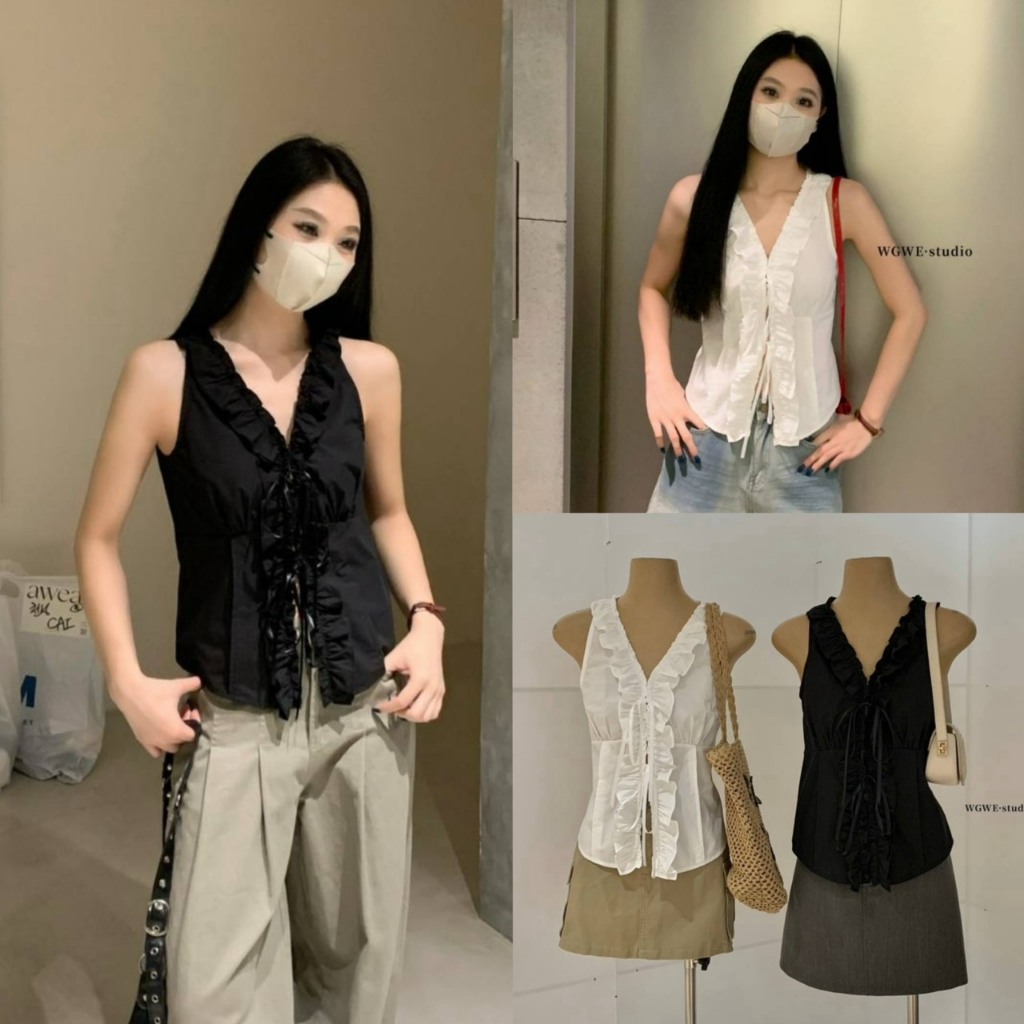 Softie Ruffle เสื้อแขนกุดแต่งระบายด้านหน้า - 10208 TAG WG.WE 🇰🇷