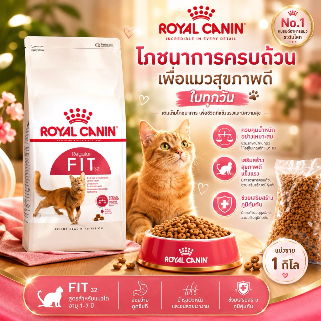 Fit 32 Royal canin อาหารแมว โรยัล คานิน ฟิต /แบ่งขาย 1 ก.ก.