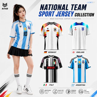 เสื้อฟุตบอลแฟชั่นทีมชาติ รุ่นยอดนิยม ผ้าตาข่าย 150g ระบายอากาศดี ใส่ได้ทั้งชายหญิง