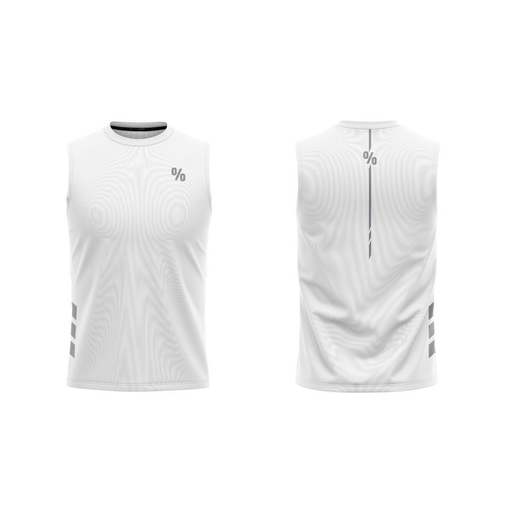 Percent เสื้อออกกำลังกาย Percent Performance Classic White แขนกุด