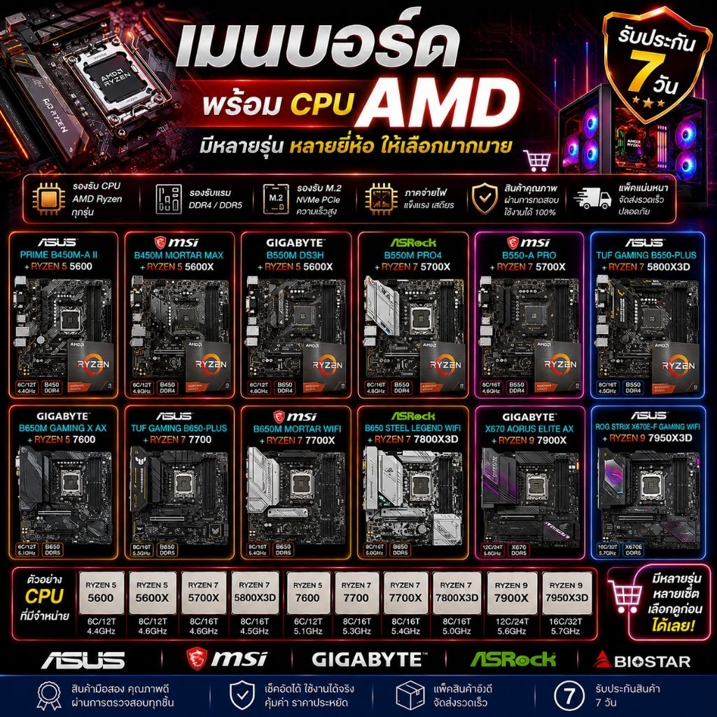เมนบอร์ดพร้อม CPU AMD มือสอง