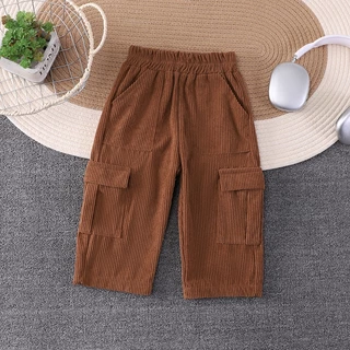 [Cotton LIfe]กางเกงลูกฟูกคาร์โก้เด็ก เอวยางยืด ทรงหลวม กางเกงประจำวันเด็กผู้ชายผู้หญิง หลายสี