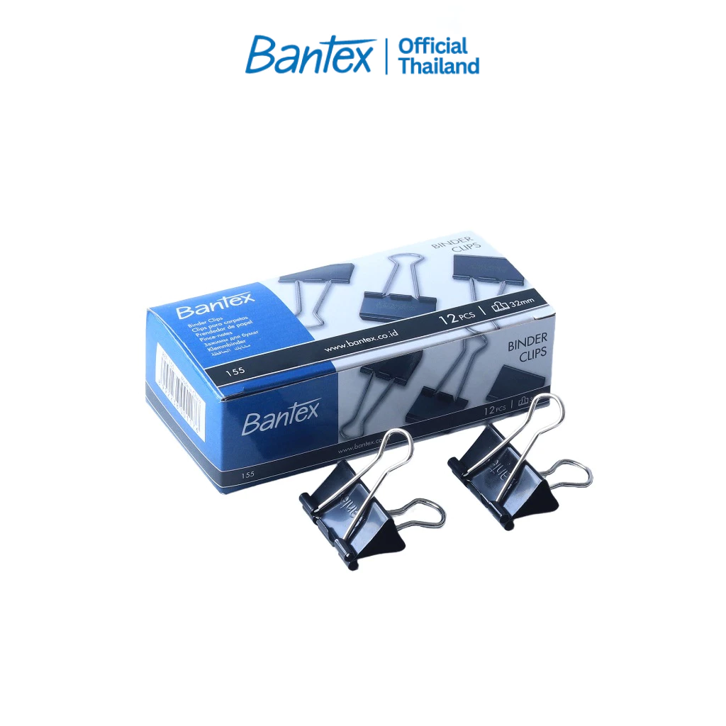 Bantex คลิปหนีบเอกสาร ขนาด 15/ 19/ 25/ 32/ 41มม 12ชิ้น/กล่อง คลิปหนีบ คลิปหนีบ2ขา Binder Clips