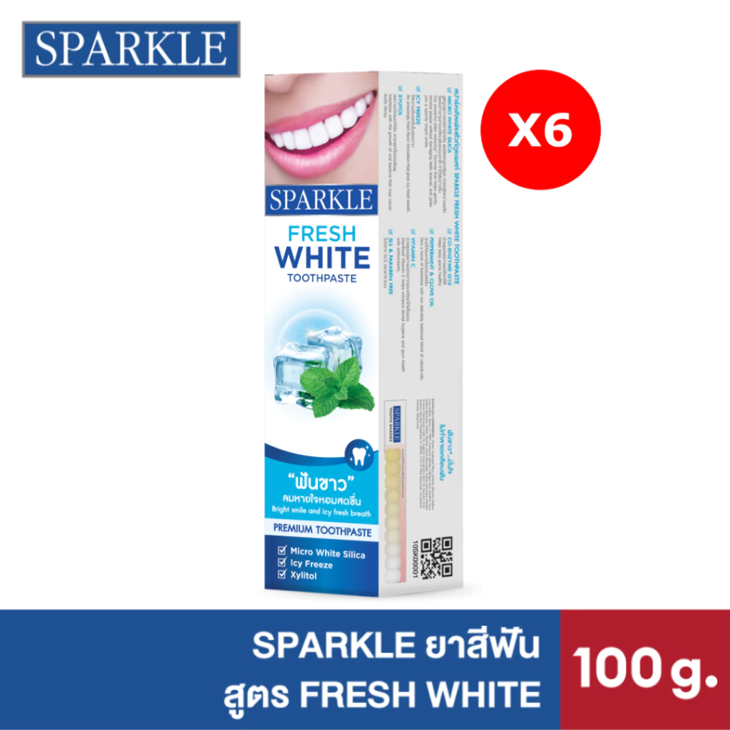 [แพ็ค 6] SPARKLE ยาสีฟัน สปาร์คเคิล White Toothpaste ขนาด 100 กรัม (10SK00001X6)