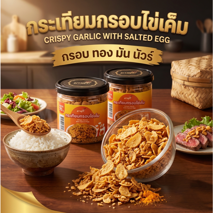 กระเทียมกรอบไข่เค็ม  "มารศรี" [70 g.] >> หอม กรอบ มัน นัวร์  เคี้ยวเพลิน อร่อยมากก