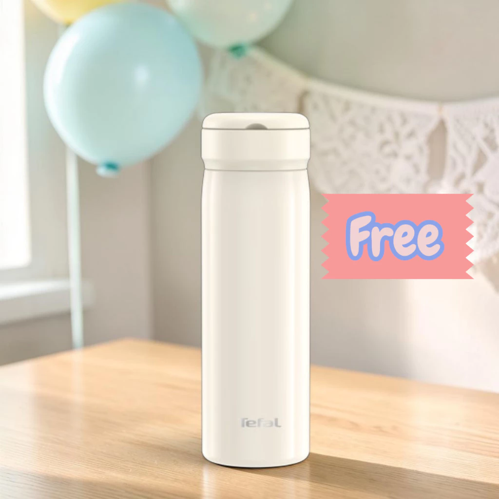 สินค้าสมนาคุณ Tefal กระบอกน้ำ MOBILITY 450ML น้ำหนักเบา เก็บความร้อนเย็นได้ตลอดวัน สีเบจ รุ่น N3720210