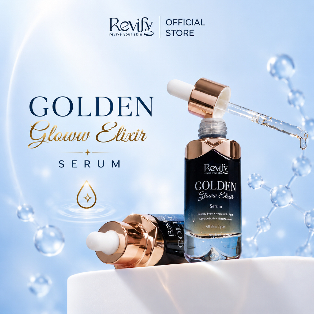 Revify Golden Gloww Elixir Serum 30ml | Brightening Serum | Niacinamide, Alpha Arbutin, Kakadu Plum | ลดรอยดำ ผิวกระจ่าง