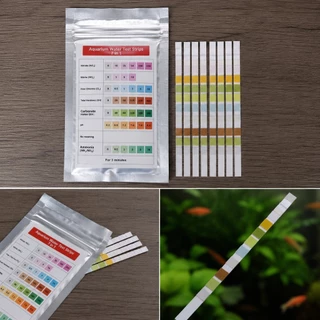 Aquarium Test Strips 7in1 (แผ่นทดสอบคุณภาพน้ำ 7in1 วัดค่า pH KH TA GH Cl2 NO2 NO3 ใช้งานง่าย 1 ชุด มี 10แผ่น)