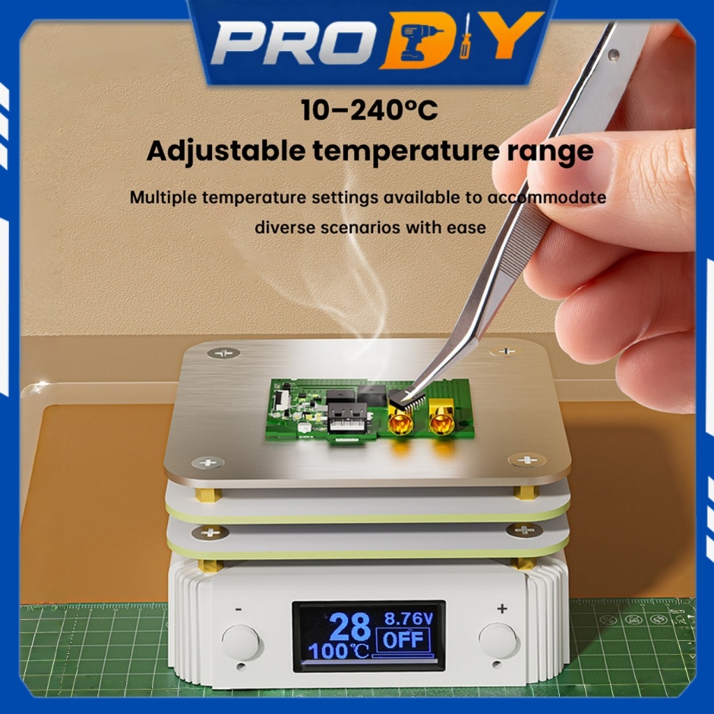 🚚พร้อมส่ง🚚MINI โต๊ะทำความร้อน PD65W Mini Hot Plate ปรับอุณหภูมิ 0-350°C จอOLED ใช้กับ PCB SMD บัดกรี