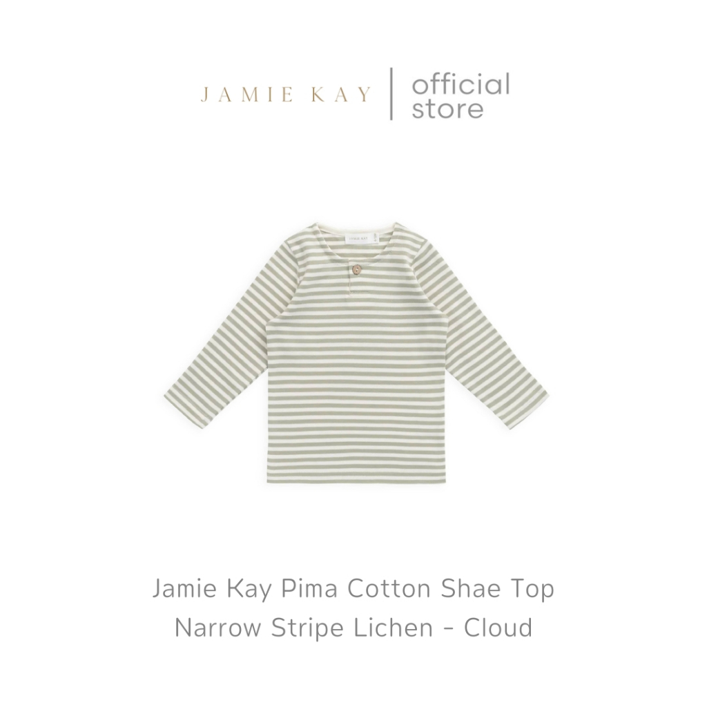 Jamie Kay Pima Cotton Shae Top - Narrow Stripe Lichen เสื้อ รุ่น Shae ลาย Narrow Stripe Lichen - Clo