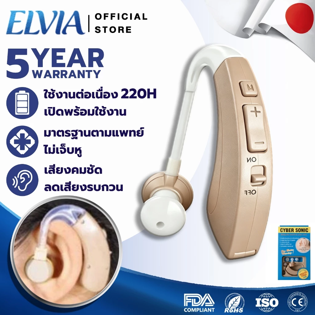 รับประกัน 5 ปี💖เครื่องช่วยฟัง ใช้งานได้นาน84ชั่วโมง เสียงชัดเจน ใช้ได้ทั้งหูซ้ายและหูขวา เครื่องช่วยฟังหูตึง