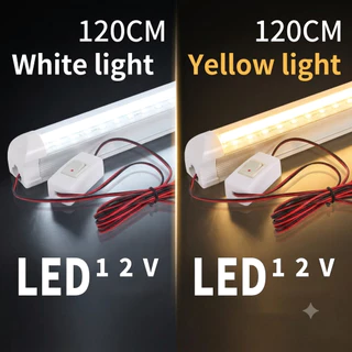 ชุดหลอดไฟ พร้อมสาย ปากคีบแบต LED T8 12V DC ขนาด 30/60/120 cm.แสงขาว/แสงเหลือง สายยาว2เมตร