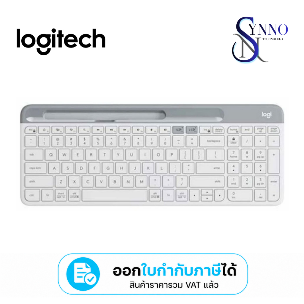 คีย์บอร์ดไร้สาย KEYBOARD WIRELESS LOGITECH รุ่น K580 SLIM MULTI DEVICE WHITE สีขาว