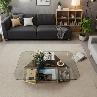 🔥พร้อมส่ง🔥โต๊ะกลาง ความหนา coffee table โต๊ะกลางโซฟา กระจกนิรภัย แข็งแรงและทนทาน ติดตั้งง่าย J
