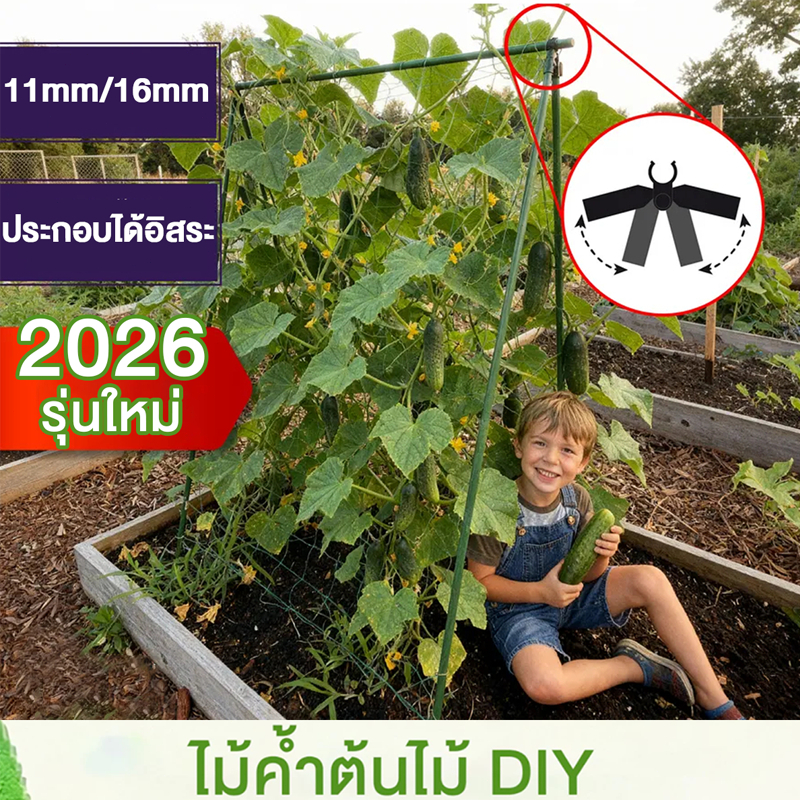 ไม้ค้ำต้นDIY โครงปลูกผัก ซุ้มเลื้อย ยาว90-180ซม.หนา11/16มม.ยันต้น ค้างต้น ผัก ซุ้ม