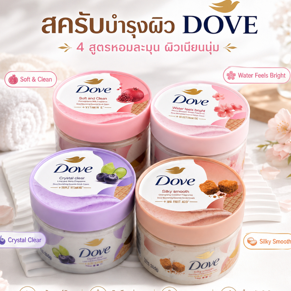 สครับขัดผิวกาย 280g | ไอศครีมเนื้อเนียน ขัดผิวอย่างอ่อนโยน กระจ่างใส เรียบเนียน พร้อมมอยส์เจอไรเซอร์บำรุงลึก