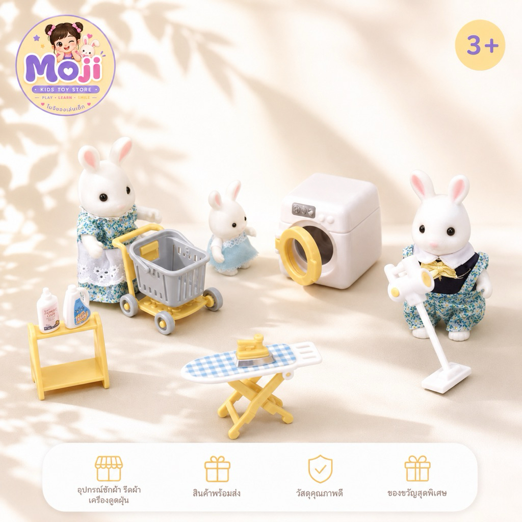 อุปกรณ์ซักผ้า รีดผ้า อุปกรณ์ซักอบรีด สำหรับบ้านตุ๊กตากระต่าย