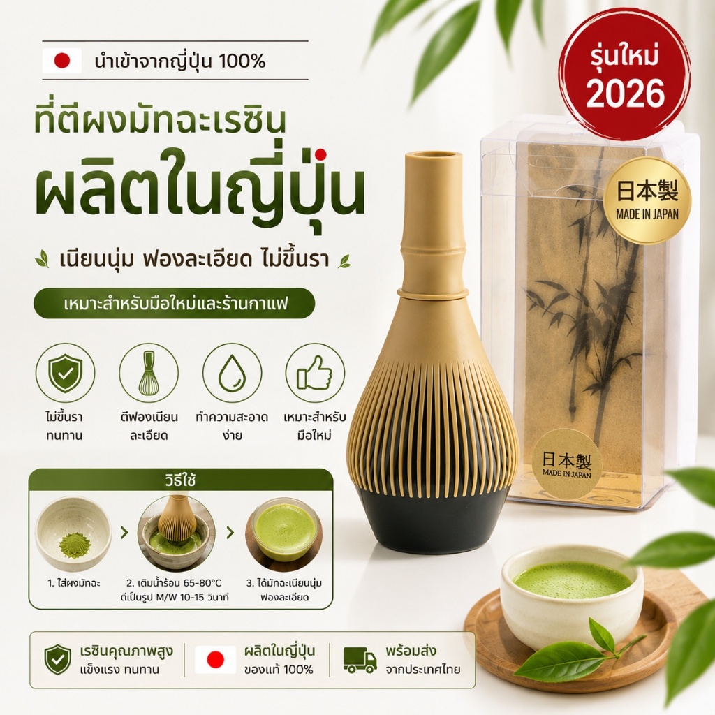 แปรงเรชิ่น แปรงชงมัทฉะ (Chasen) Resin Chasen (แปรงมัทฉะเรซิ่น) Made in japan