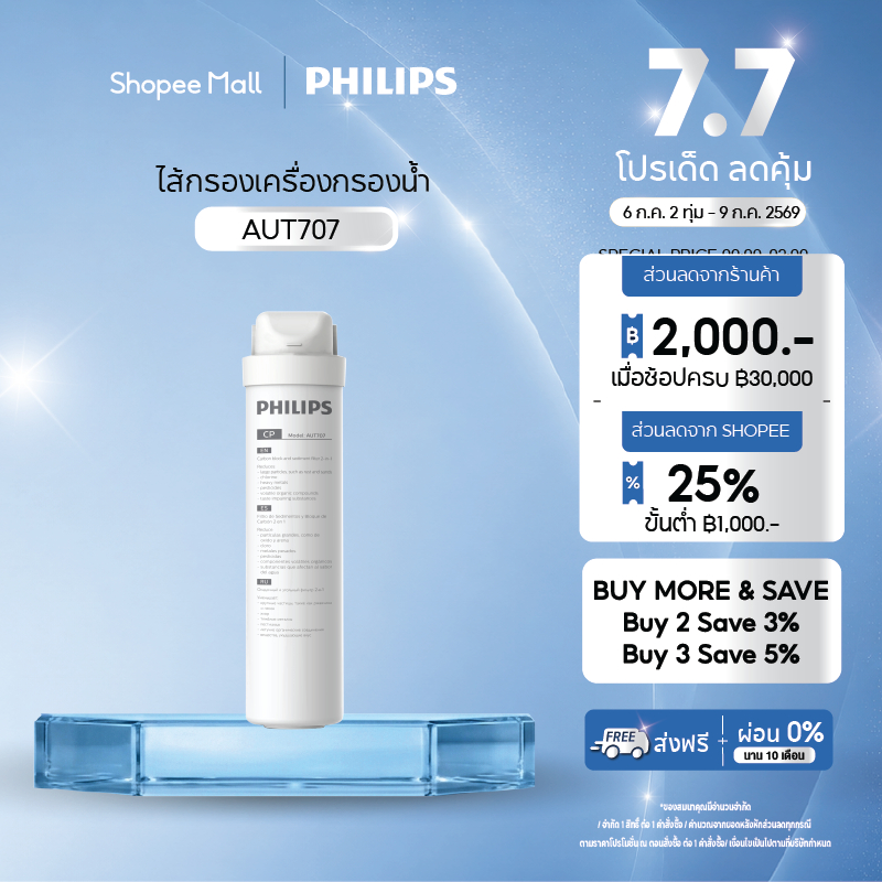 Philips Water Filter AUT707/AUT731/AWP950 ไส้กรองนํ้า สำหรับเครื่องกรองน้ำรุ่น RO AUT7000 กำจัดไวรัสและแบคทีเรีย