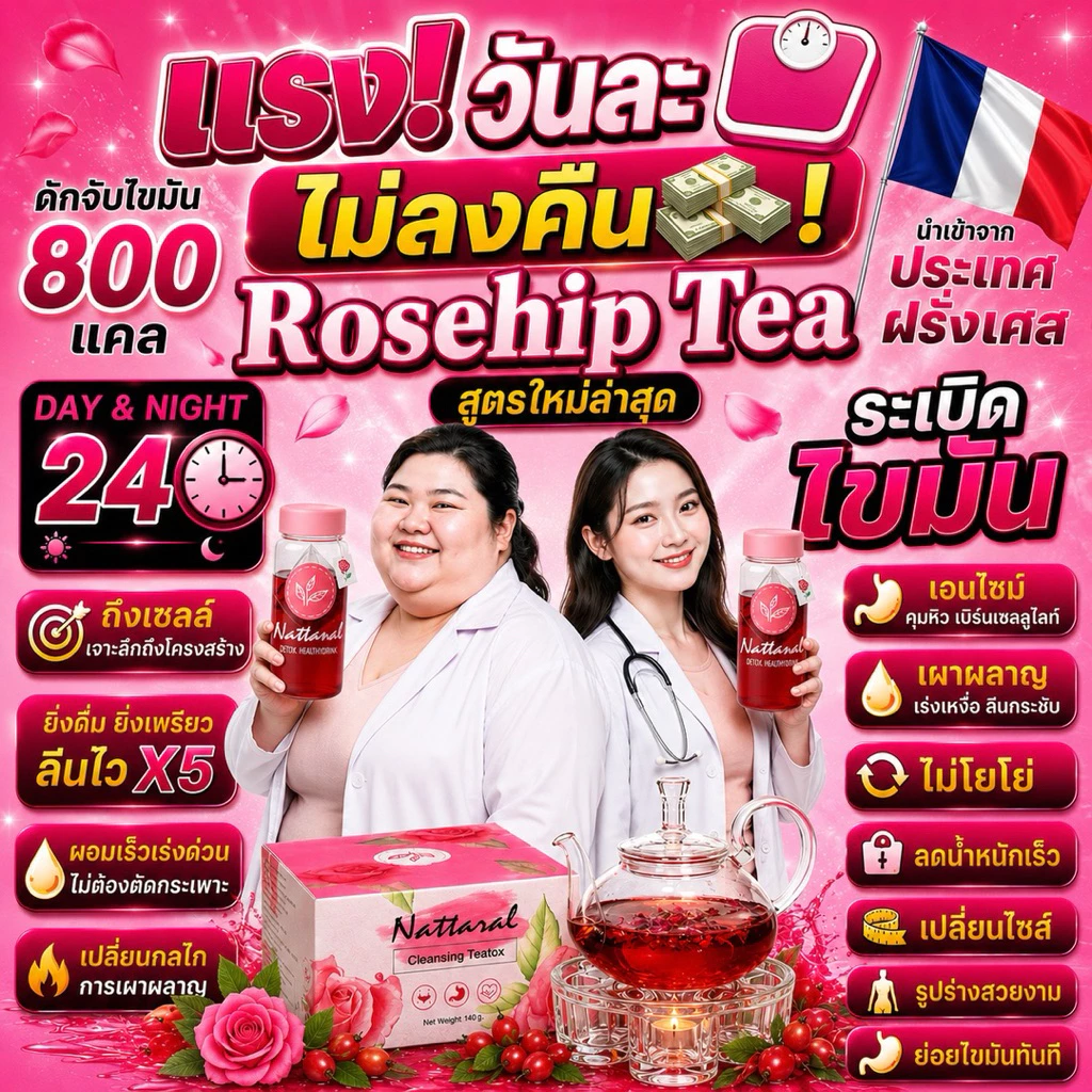 คอร์ส30วัน 3แถม3+ขวดชา [ทานได้ถึง60วัน] ลด12nn.++ ไม่เห็นผลคืน💰 wอมเร็วเข้มข้นX5 Rosehipชาออร์แกนิก ลดไขมันใหม่สุด มีอย.