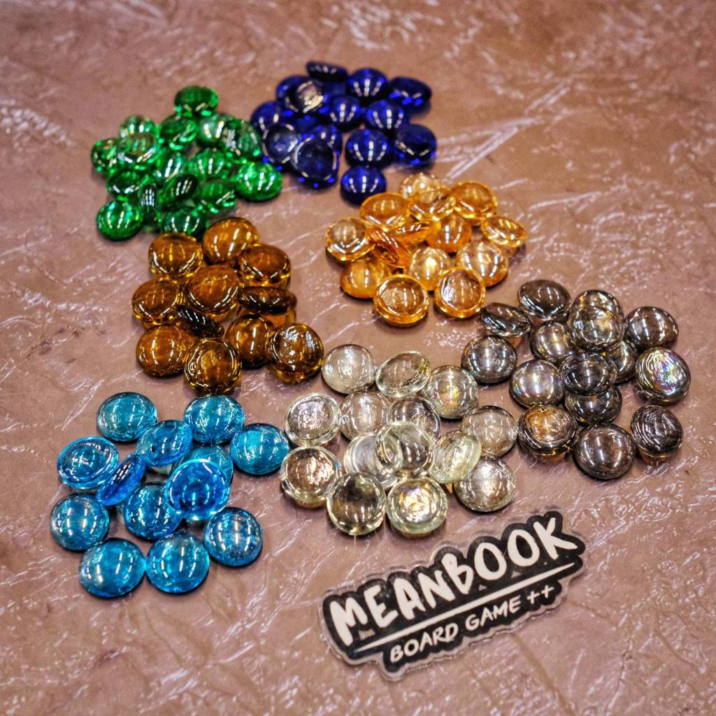 Token ลูกแก้วแบน สำหรับออกแบบบอร์ดเกม มีให้เลือก 7 สี