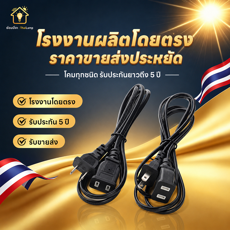 สายต่อปลั๊กไฟ สายต่อปลั๊กไฟ2500w ยาว 1.5/5/10M สายปลั๊กไฟ สายเคเบิลหนาทนทาน ไม่รั่วไฟ ความปลอดภัยสูง