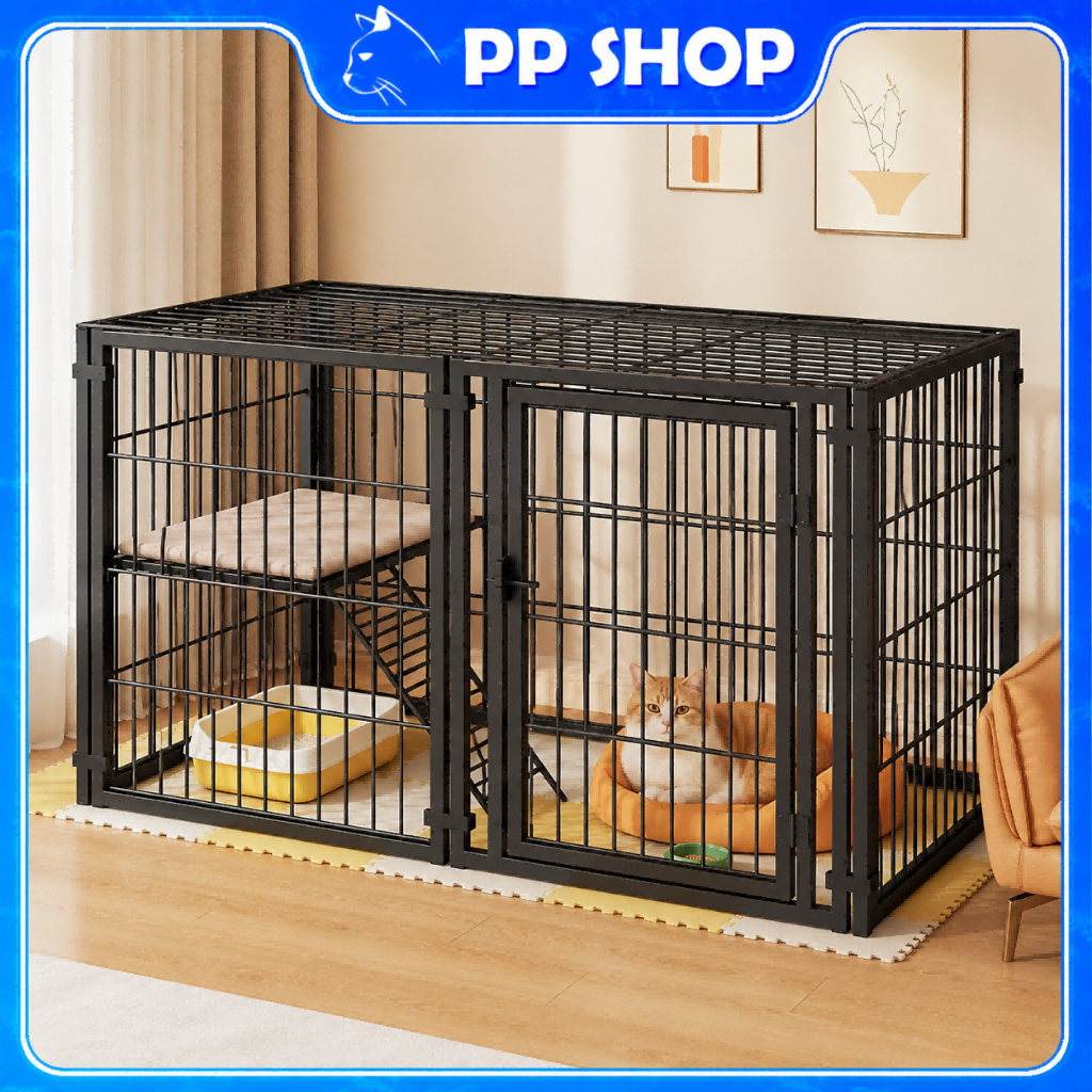 【พร้อมส่ง】กรงแมว บ้านแมว คอนโดแมว ที่นอนแมว คอกแมว เหล็กหนาพิเศษ พื้น ที่กว้าง หลายระดับ