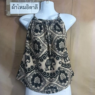 เสื้อสายเดี่ยว ลายช้าง ลายปาเต๊ะ 💥 มาใหม่ ผ้าเมมเบิร์ต สปัน