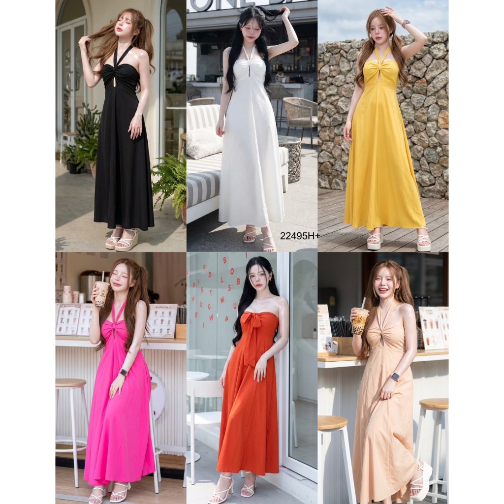 PP22495 10Dee Maxi Dress แม็กซี่เดรสเชือกคล้องคอ