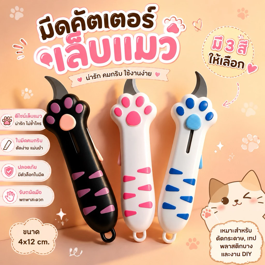 💥จัดส่งไว💥(SN-06)มีดคัตเตอร์ทรงเล็บแมว
