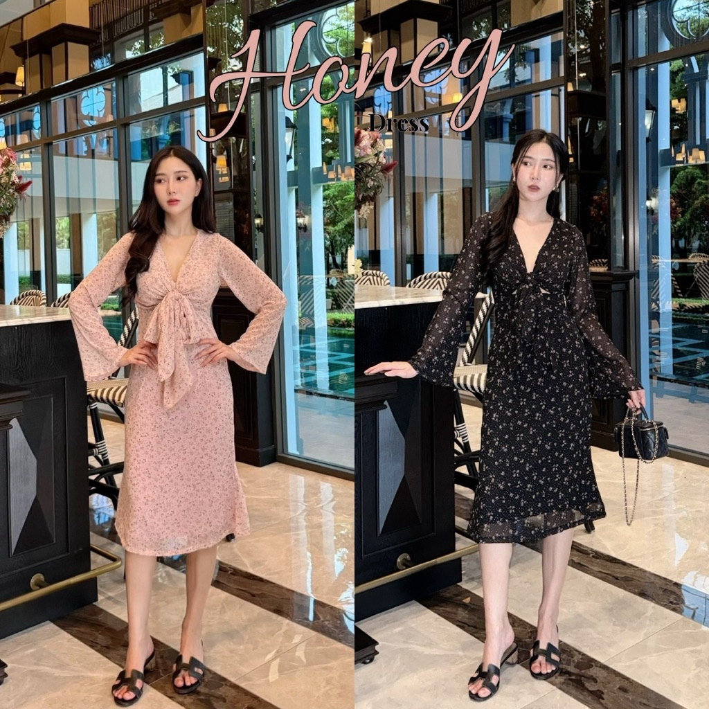 SIRINTRA : HONEY MIDI DRESS มี 2 สี