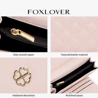 FOXLOVER กระเป๋าสตางค์ยาวผู้หญิง มีช่องใส่บัตร 9 ช่อง สามารถเก็บเหรียญและบัตรเครดิตได้ แถมกล่องของขวัญ