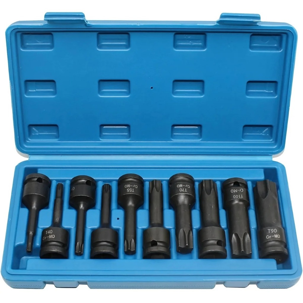 ชุดบล็อกเดือยโผล่ 4 หุน หัวท็อก TORX 10 ตัว/ชุด T30-T100