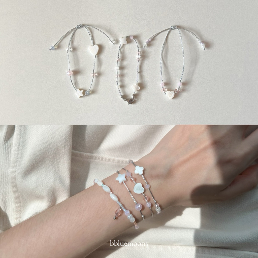 กำไลข้อมือเชือกสีเงิน ✨ silver string bracelets 🤍