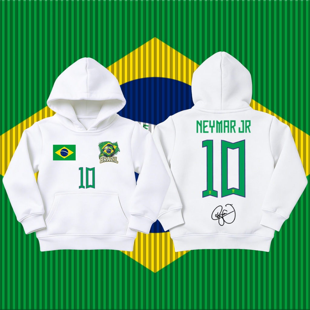 Brazil/Neymar JR No.10 jersey เด็ก เสื้อฮู้ด/Football Hoodie/Summer sun protection clothing M-3XL and 120CM-150CM Unisex