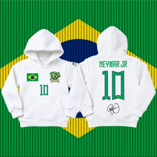 Brazil/Neymar JR No.10 jersey เด็ก เสื้อฮู้ด/Football Hoodie/Summer sun protection clothing M-3XL and 120CM-150CM Unisex