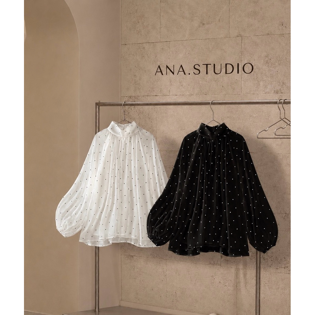 Serene -ana studio เสื้อลายจุดแขนจ้ำสับในทั้งตัว