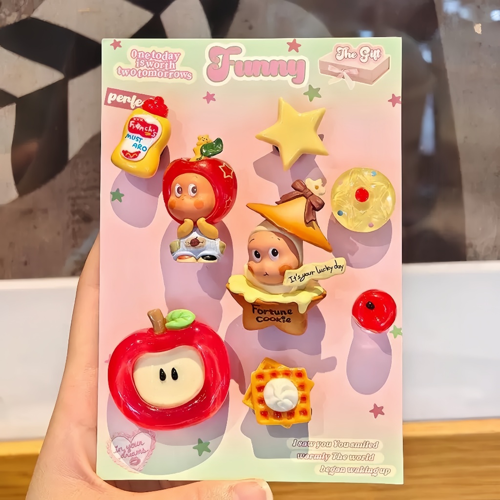 ตัวติดรองเท้าหัวโต ลายการ์ตูนน่ารัก 3D เซ็ตการ์ตูนและขนมหวาน
