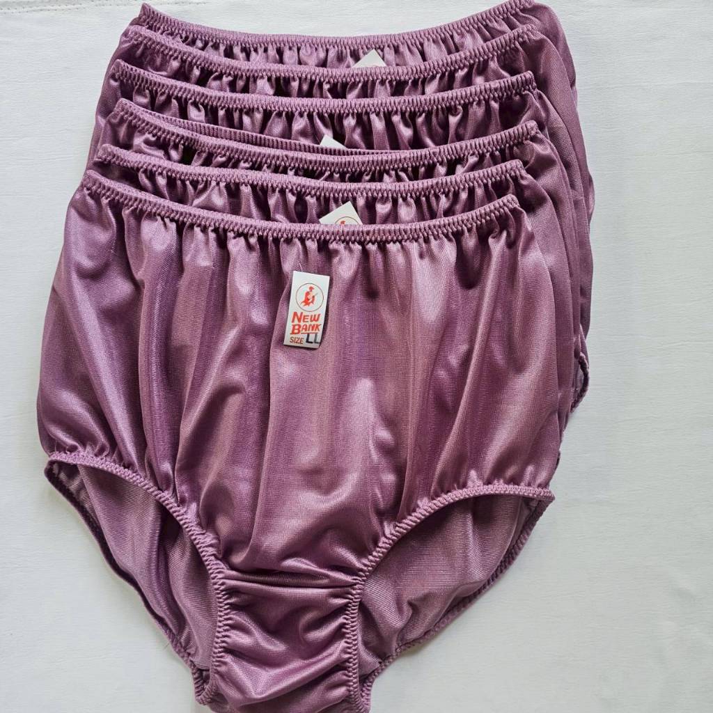 กางเกงในคนอ้วนตัวใหญ่ แบบเต็มตัว แพ็ค6ตัว สีม่วงกะปิ กางเกงในคนแก่ คุณยาย Nylon Underwear Granny Panties