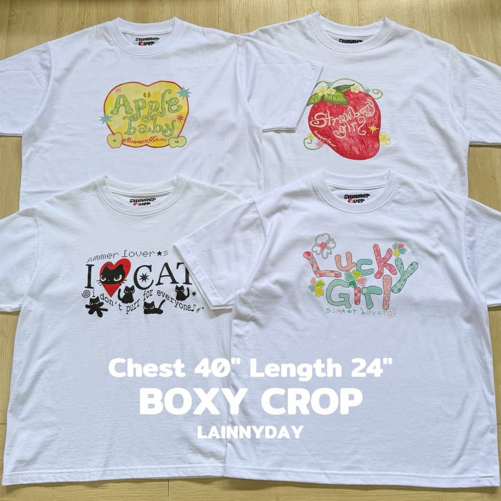 เสื้อยืด ทรง Boxy Crop T-Shirt คอฟิต งาน Summer Lover