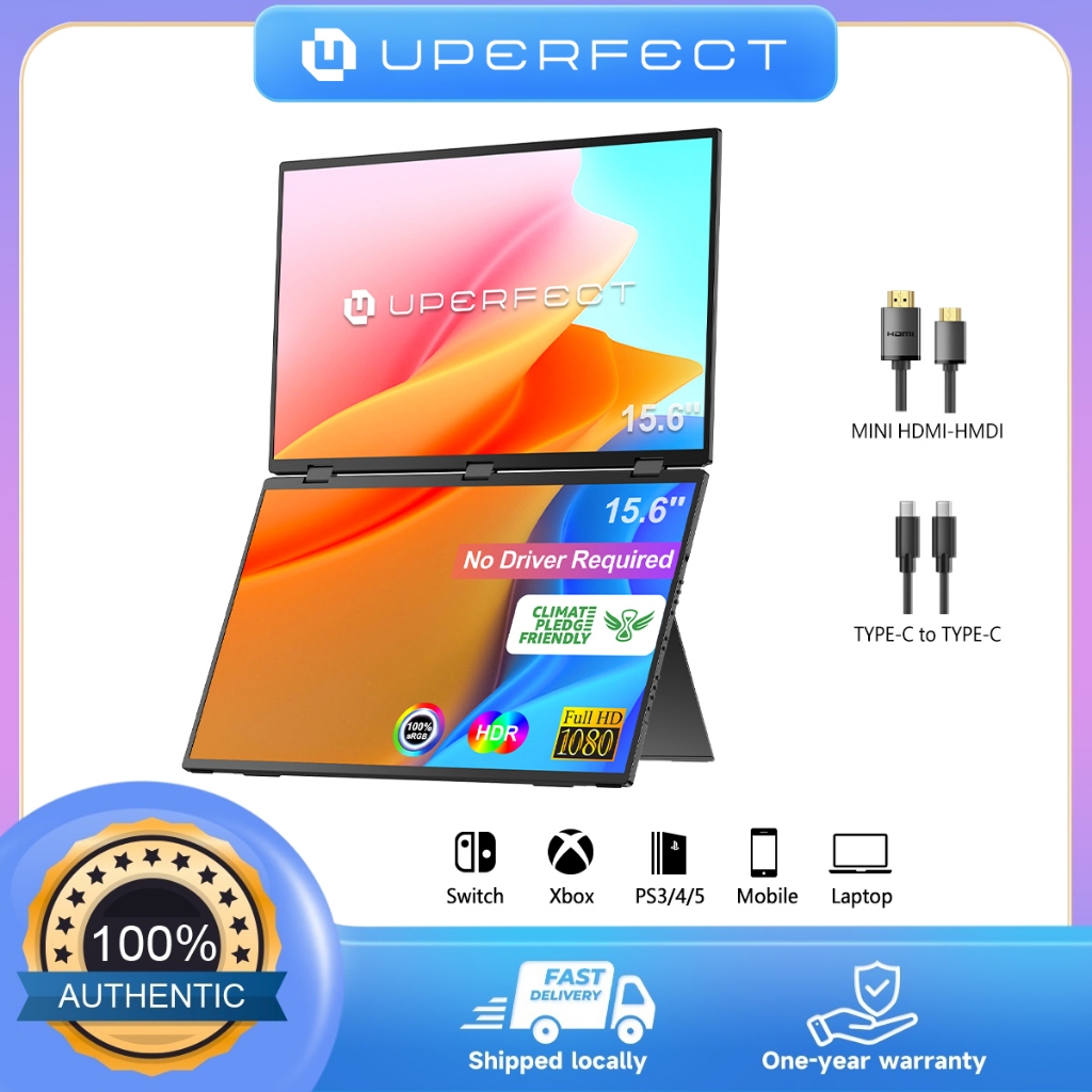 UPERFECT 15.6" Dual Portable Monitor จอภาพแบบพกพาfor Laptop Screen Extender 1080P  360° Folding Stac