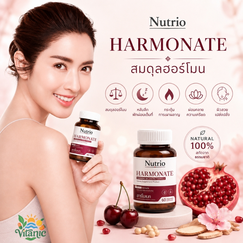 ของแท้ Nutrio ฮาร์โมเนท HARMONATE ปรับสมดุลฮอร์โมน คืนความอ่อนเยาว์ มั่นใจ หลับสนิท เผาผลาญดี ผิวกระจ่างใส ลดวัยทอง