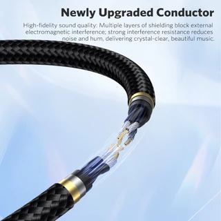 MEEGOO สายเสียงแปลง 3.5 มิลลิเมตร เป็น 2 RCA หัวบัว ความยาว 2 เมตร สายถักไนลอน หัวชุบทอง ส่งสัญญาณเสียงใสไร้เสียงรบกวน