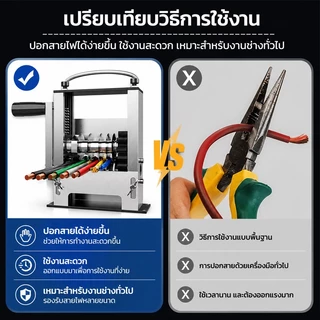 PERDKPAPA เครื่องปอกสายไฟ 6 ช่อง แบบตั้งโต๊ะ ใช้งานมือหมุน สะดวกต่อการใช้งาน เหมาะสำหรับงานช่างทั่วไป