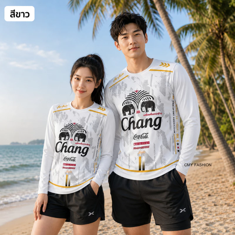 เสื้อกีฬา แขนยาว M-3XLเสื้อกันแดดชายหญิง พิมพ์ลายช้าง ผ้าไมโคร ระบายอากาศดี ใส่เที่ยวทะเล ใส่เล่นกีฬาได้ t264c#