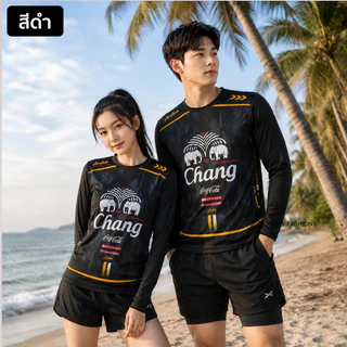 เสื้อกีฬา แขนยาว M-3XLเสื้อกันแดดชายหญิง พิมพ์ลายช้าง ผ้าไมโคร ระบายอากาศดี ใส่เที่ยวทะเล ใส่เล่นกีฬาได้ t264c#