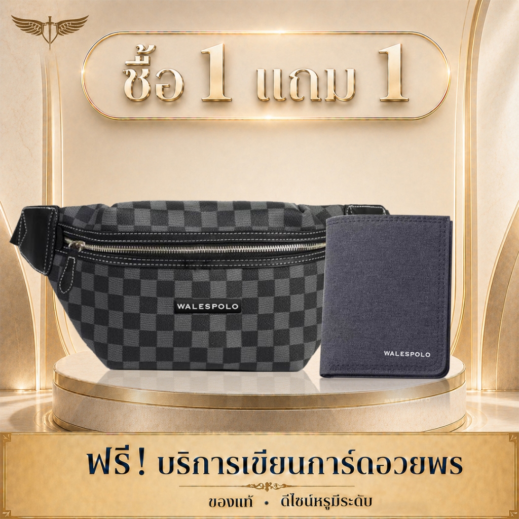 Walespolo กระเป๋าคาดอก กระเป๋าคาดเอว สะพายเฉียง สำหรับผู้ชาย รุ่น หนังPU คุณภาพดี กันน้ำได้ ดี น้ำหนักเบา ช่องเก็บเยอะ