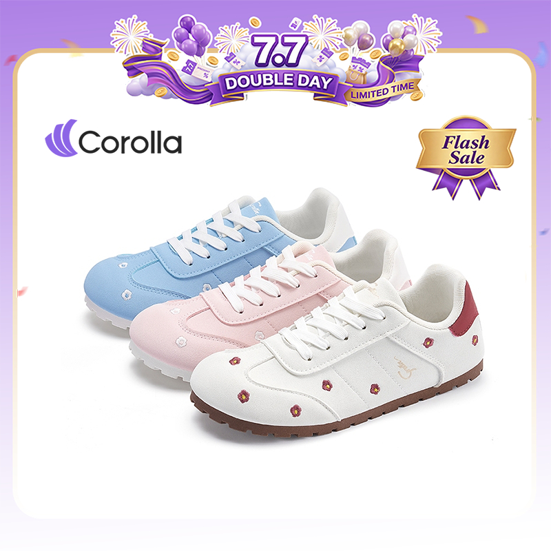 Corolla Flowershoes รองเท้าผ้าใบลายดอกไม้ น่ารัก สำหรับผู้หญิง ผ้าใบพละทรงหัวกลม ใส่สบาย เหมาะไปคาเฟ่ แนะนำเผื่อ 1 ไซส์