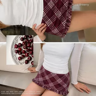Plaid Breeny Mini Skirt | กระโปรงสั้นลายสก็อต มีซับ ผ้ายืดนุ่ม ใส่สบาย มีไซส์ให้เลือก แต่งระบาย| MURF.BKK | B216