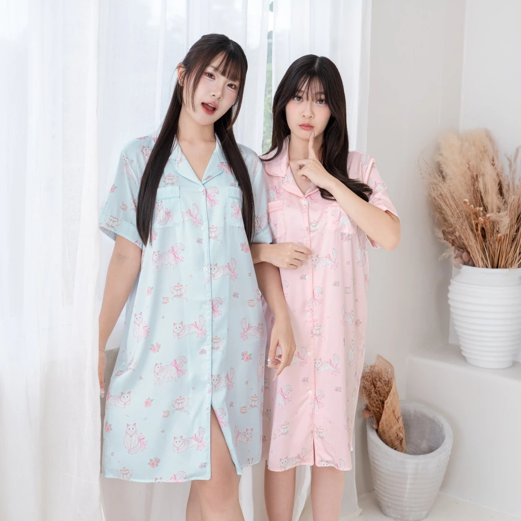 ชุดนอน LovelyNight กระโปรง Cat Afternoon Tea C17